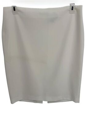 St John Cream Ivory Size 12 Pencil Midi Skirt Lined Back Zip Luxury Career